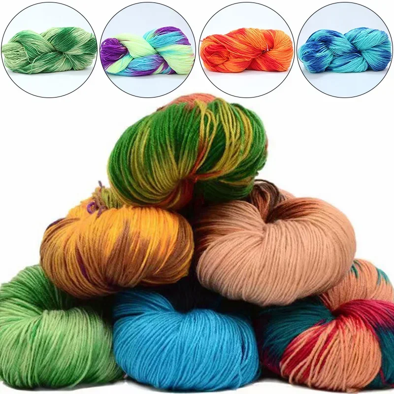 50g Gradient Color Yarn 4 Ply Multicolor Knitting Crochet Cotton Wool Thread Crocheting Hand Knitted Sweater Scarf DIY Yarn