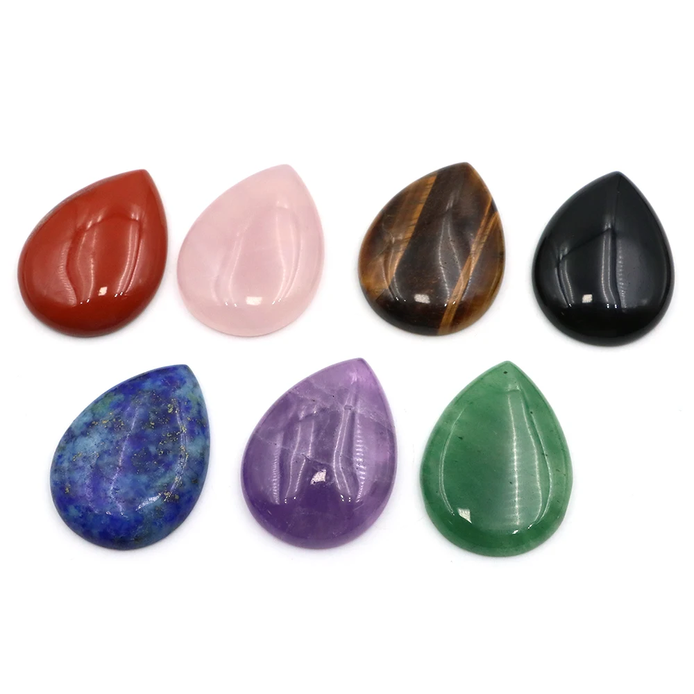 30x40mm Water Drop Shape Cabochon Bead Natural Stone Amethyst DIY Jewelry Pendant Earring Brooches Accessory Chakra Home Decor