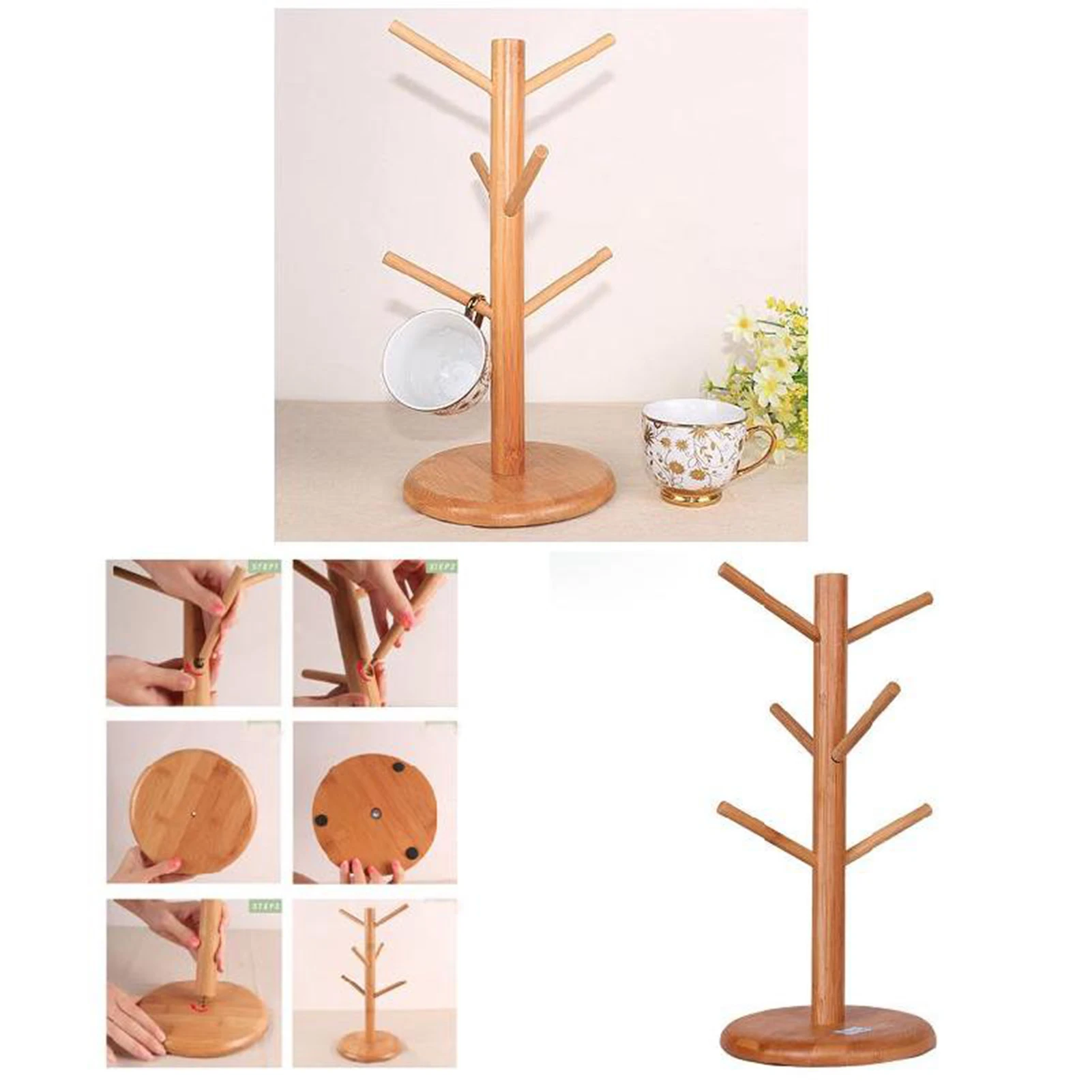 Wood Tree Coffee Cup Holder Durable And Environmentally Friendly Suitable For Hanging Coffee Mugs