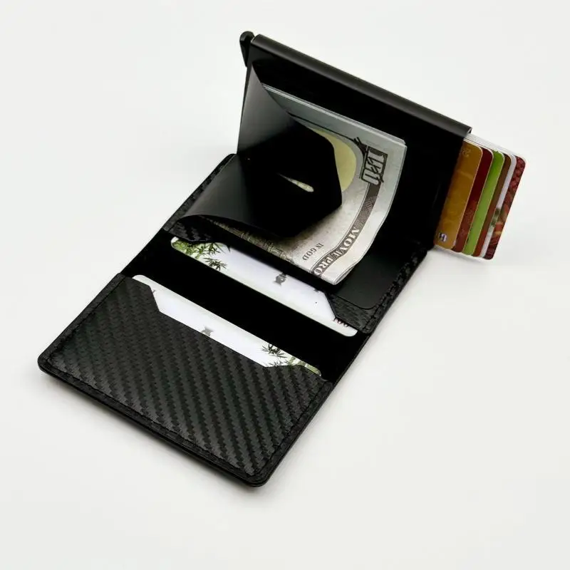 Rfid Aluminum Men Wallet Card Holders Purse Carbon Fiber Men Business Wallet Credit Cardholder Case Note Holder