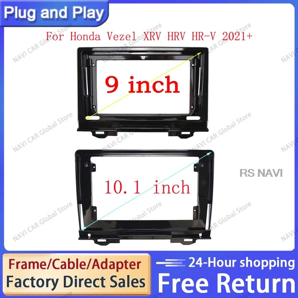 NAVI 9 Inch 10 Inch Car Frame Fascia Adapter Canbus Box Decoder For Honda Vezel XRV HRV HR-V 2021 + Radio Dash Fitting Panel