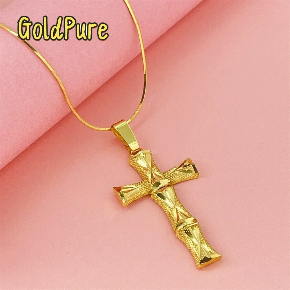 

Золотой кулон-крестик из бамбука с 24-каратным золотом 9999 пробы Goldpure Luxury