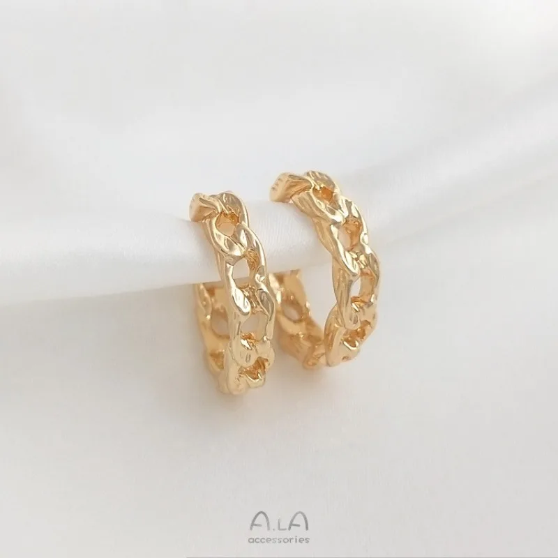 14K Gold Color Twist Chain Earrings Hmade Studs DIY Fashion Temperament Earrings Jewelry Accessories Materials