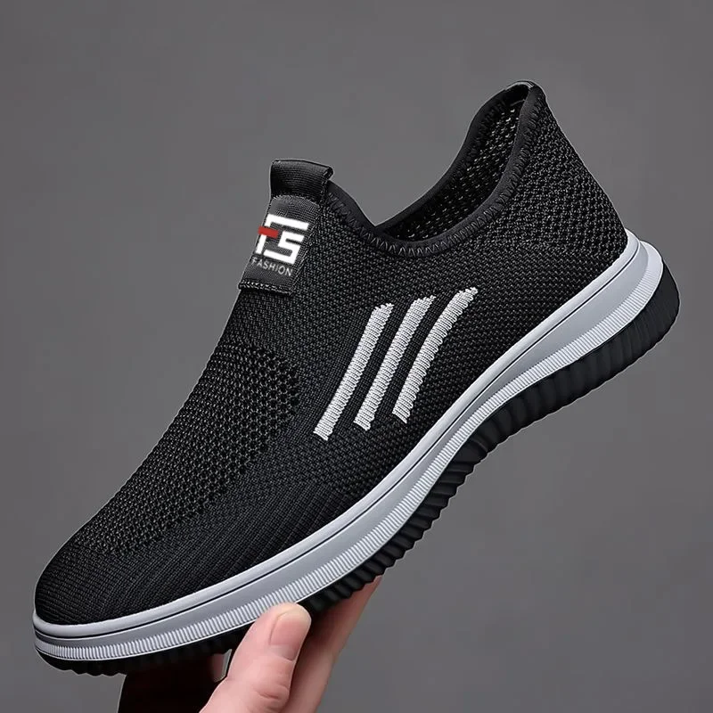 Summer Mesh Breathable Loafers Fashion Casual Men\'s Sneakers Comfortable Walking Shoes Slip-on Thick Bottom Work Shoes 2023 New