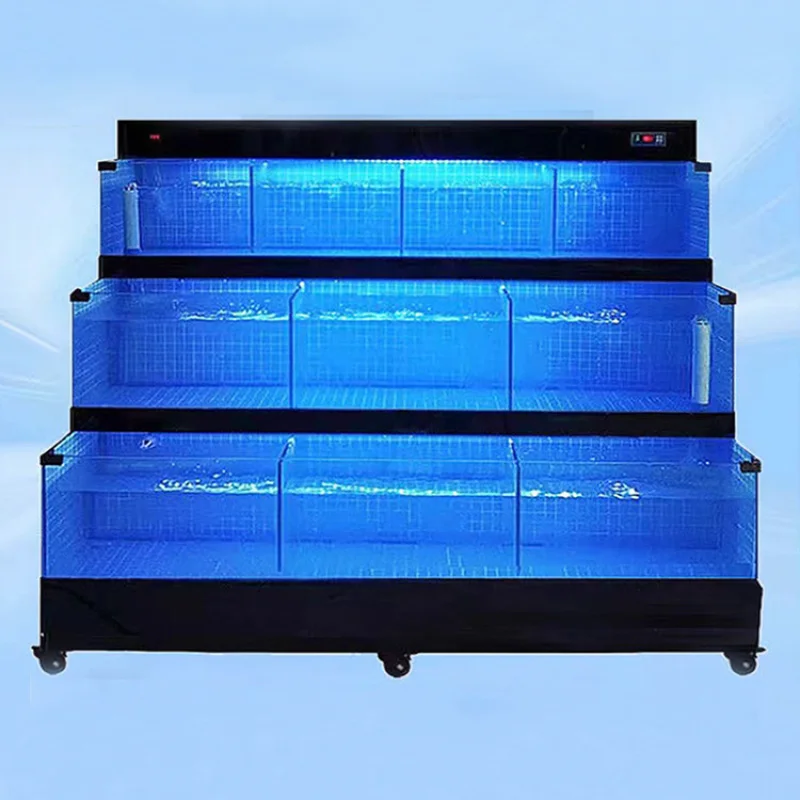 custom.Factory Restaurant Rectangle Glass Live Fish Outdoor Seafood Display