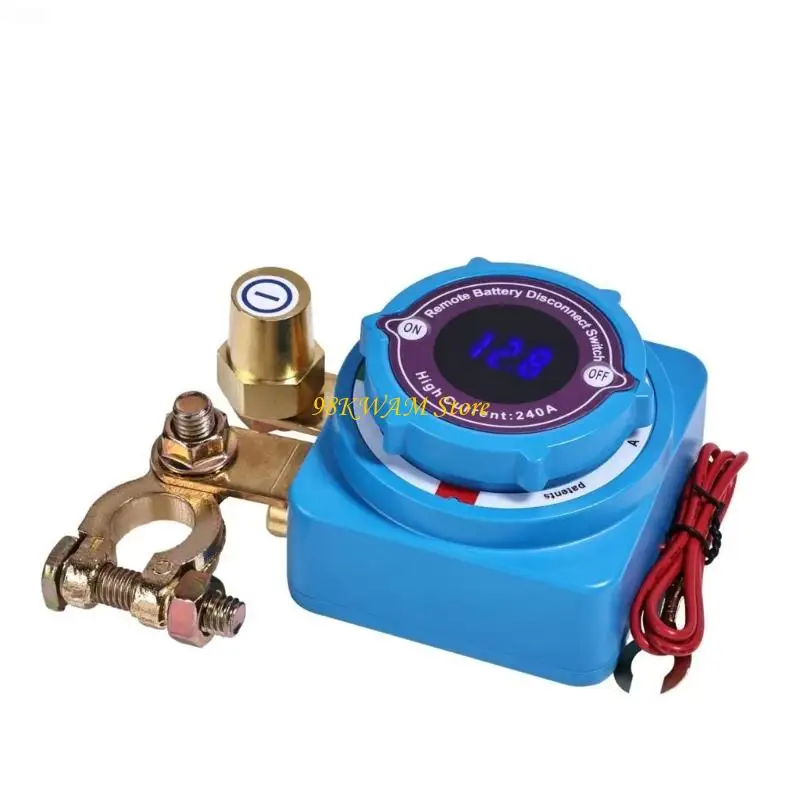 Battery Disconnect Control with Digital Battery Readout, 12 V Terminal Mount and Remote On Off Wire for Battery Management 68UF