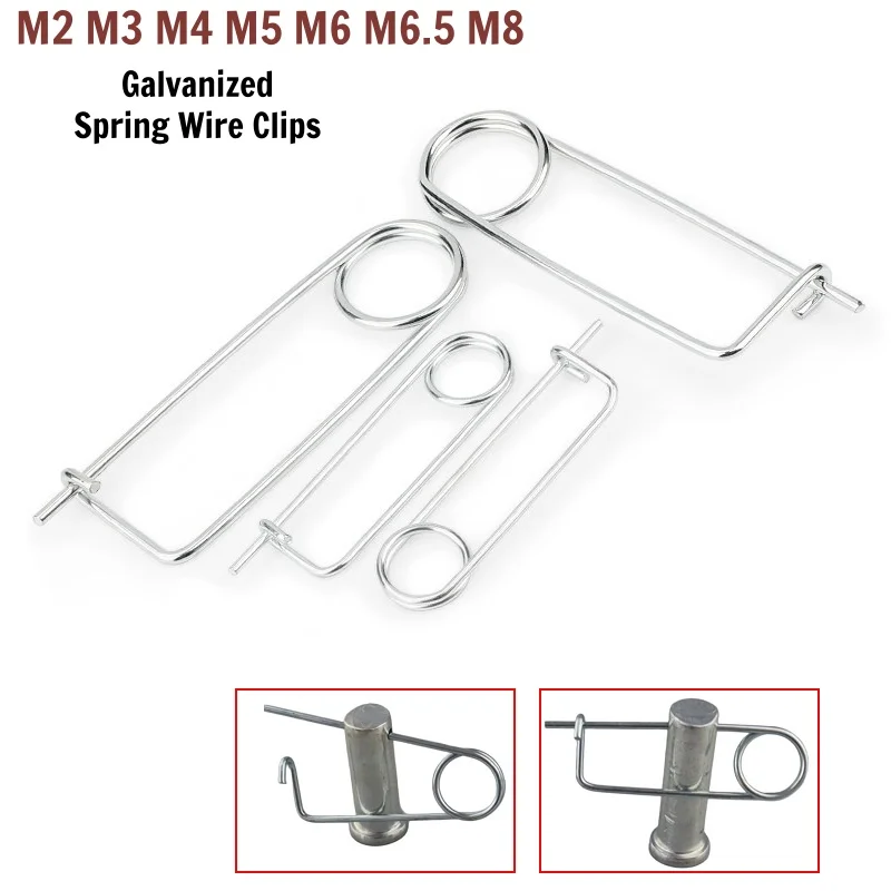 M2 M3 M4 M5 M6 M6.5 M8 Galvanized Spring Wire Clips R Clips Safety Lock Cotter Pins Quick Release Retaining Pins Cotter Pins