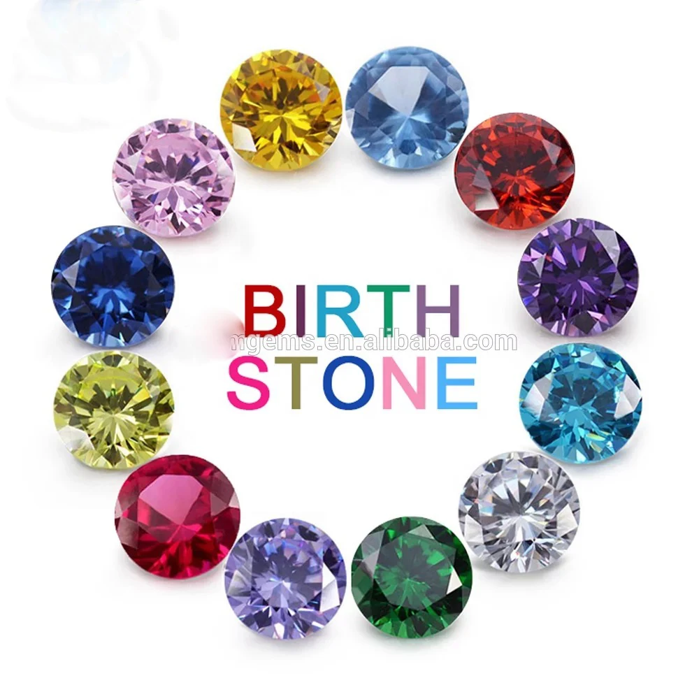 Meisidian 12 Color 8mm 6A Quality Brilliant Cut Cubic Zirconia Loose Gemstone Birthday Stone