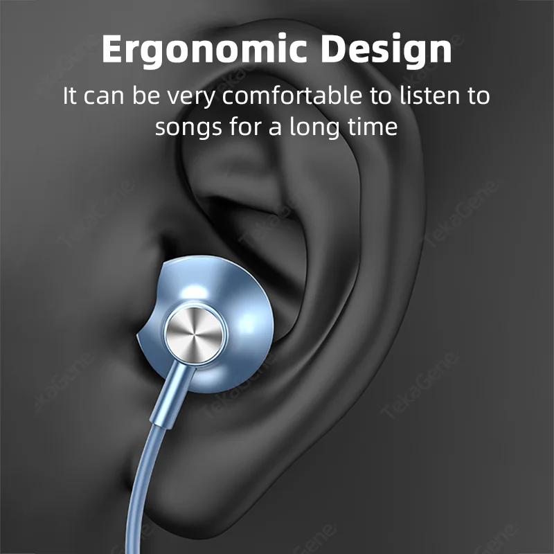 Half-In-Ear Wired Headphones HiFi Music Earbud Handfree Earphone Type-C 3.5mm With Mic For iPhone 15 Android For Samsung Xiaomi