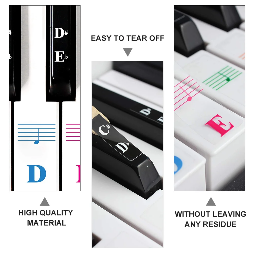 

1 set 1 Set 88/76/61/49 Keys Piano Keyboard Sticker Pvc Removable Music Note Label For Beginner Learning Universal Instrument