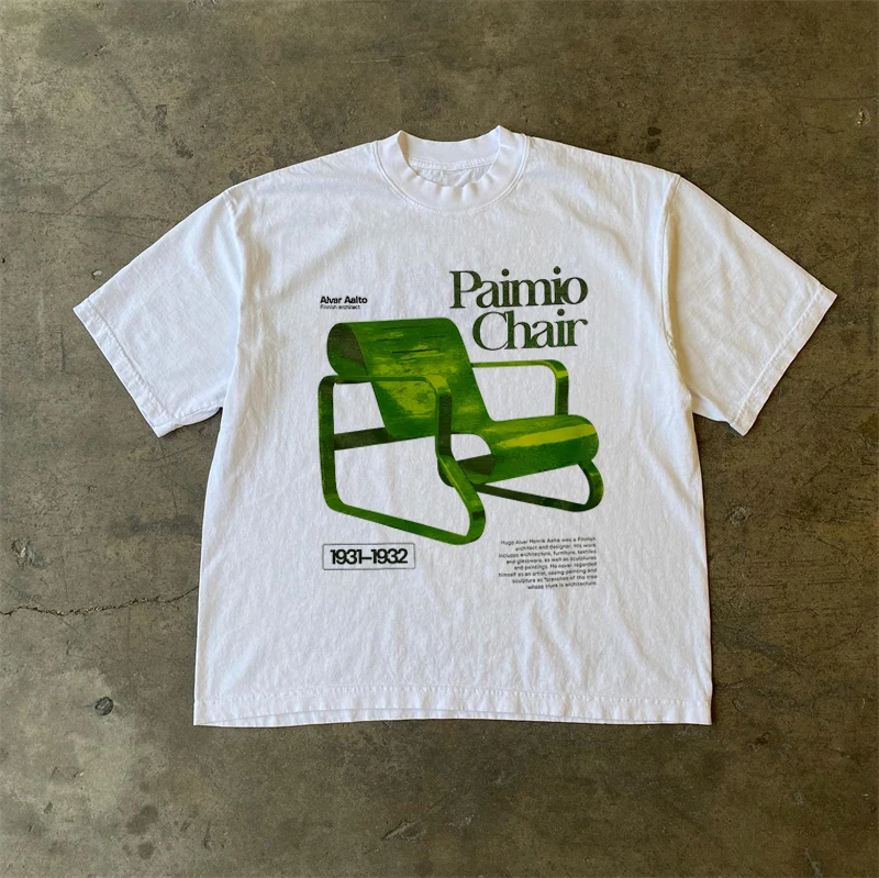 Pure Cotton 260g Heavyweight Short Sleeve T-Shirt Sports American Retro Style for Students And Couples by Xiao Chen Story Multi