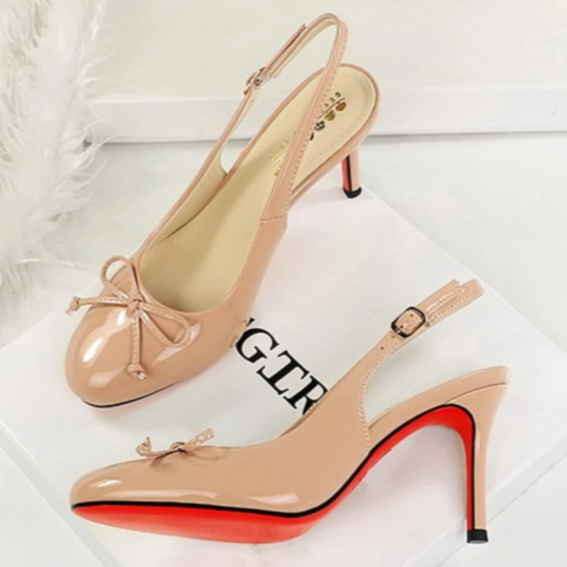 2026Summer Sexy High-Heeled Women's Sandals Classic Patent Leather Pointed Toe Fashion Wedding Shoes Designer Women's High Heels