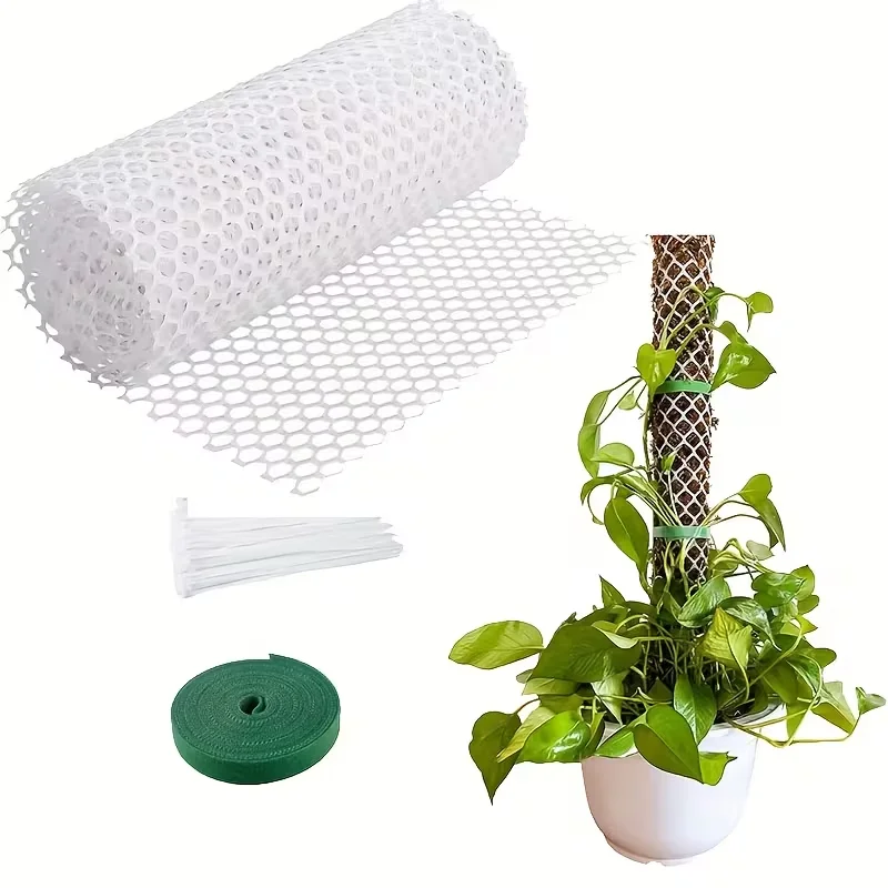 1 Satz stapelbare Kunststoff-Moosstangenplatten für Kletterpflanzen, langlebige Zimmerpflanzenstäbe mit Netzdesign für Ranken und Blumen