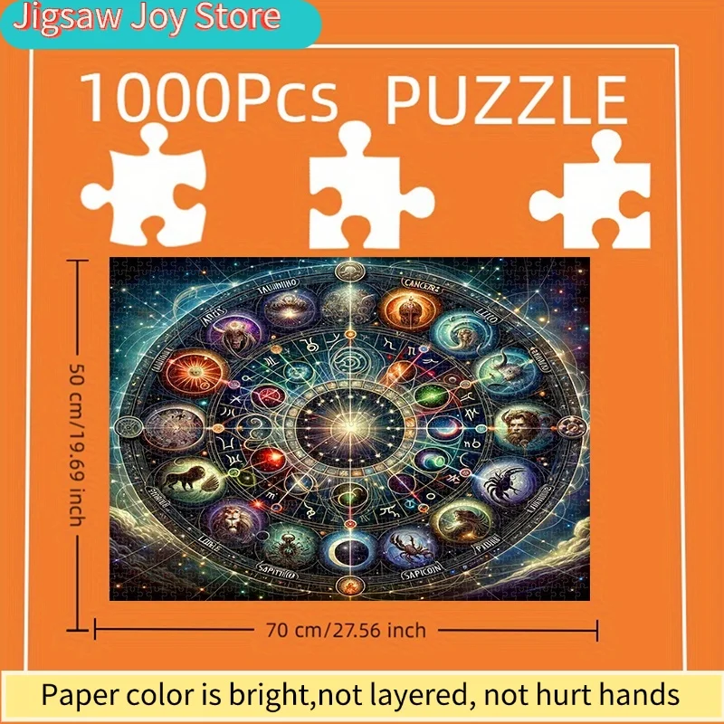 Constellation Zodiac Wheel Jigsaw Puzzle Adult Paper Puzzle Twelve Astrology Signs Star Sky Horoscope Art Picture Decompression