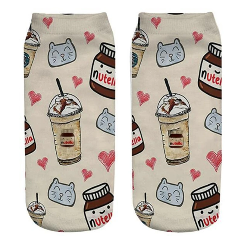 Calcetines con estampado 3d de personajes de nutella para Mujer, calcetín Unisex, dibujos animados, comida, donas, envío directo, novedad