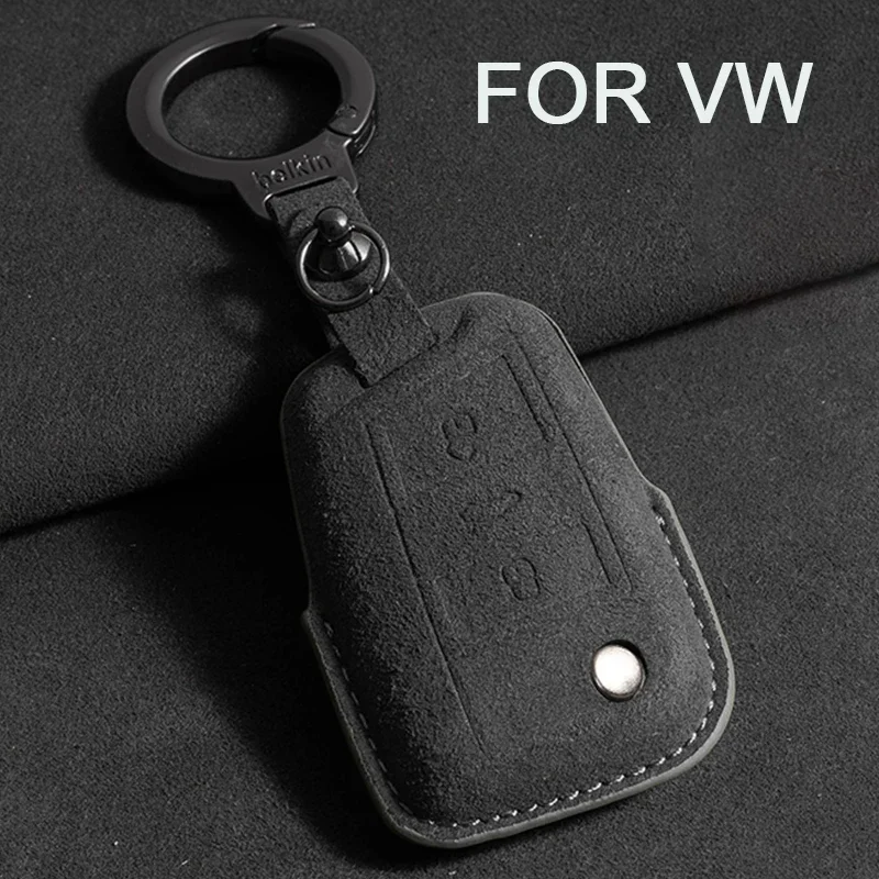 Suede Car Flip Key Case Cover For VW Volkswagen Key Sleeves Langyi Sagitar Jetta Weiling Bora Tiguan Protector Key Fob Keychain