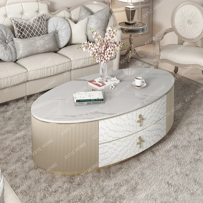

Журнальный столик Z Light Luxury: Современный овальный столик для гостиной, идеально подходящий для квартиры