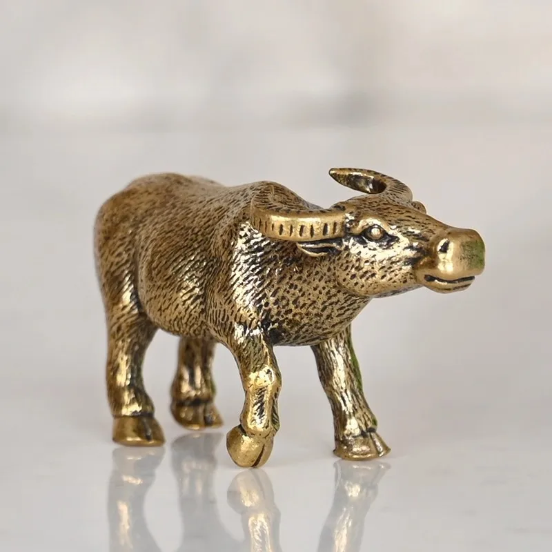 Brass Copper Bronze Retro Buffalo Retro Bronze Zodiac Cattle Desktop Ornament Decoration Tea pet Craft m566