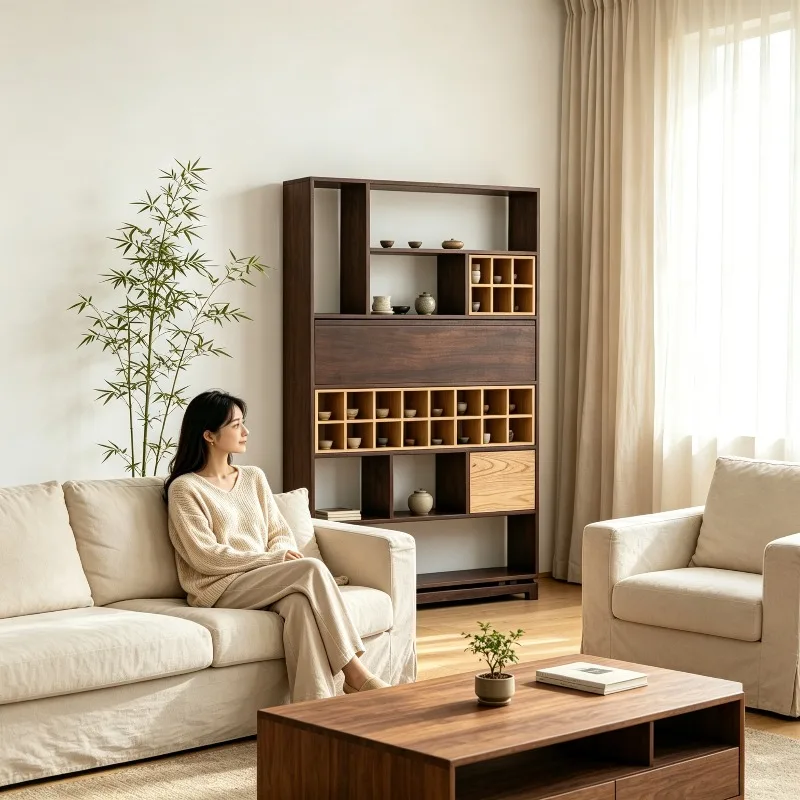 New Chinese-style contrasting color Bogu shelf floor display rack floor-to-ceiling tea room living room shelf palace grid rack