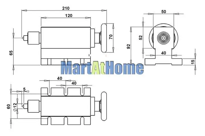 Contrapunto indexador rotatorio CNC TS65-A/B/C con altura central de dedal de 65MM para mesa giratoria CNC, molino, torno