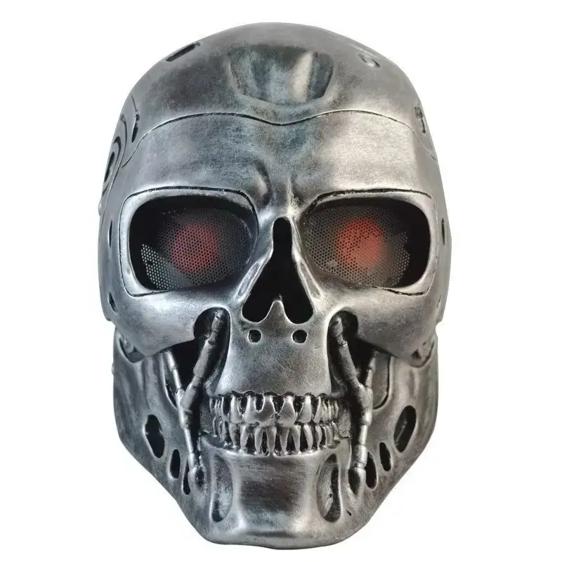 

Терминатор 2025, маска с черепом из фильма, крутой мужской шлем со скелетом в стиле стимпанк, высокое качество, аксессуар для косплея на Хэллоуин
