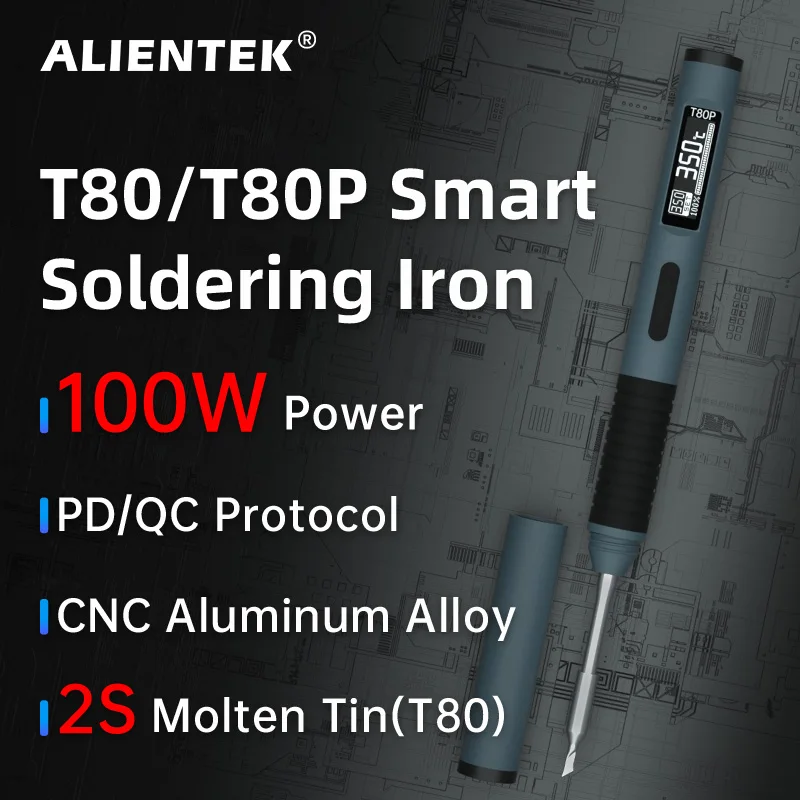 ALIENTEK T80/T80P Soldering Iron Adjustable Temperature 100W Fast Heat Portable Digital Smart Electric Welding Station Kit C245