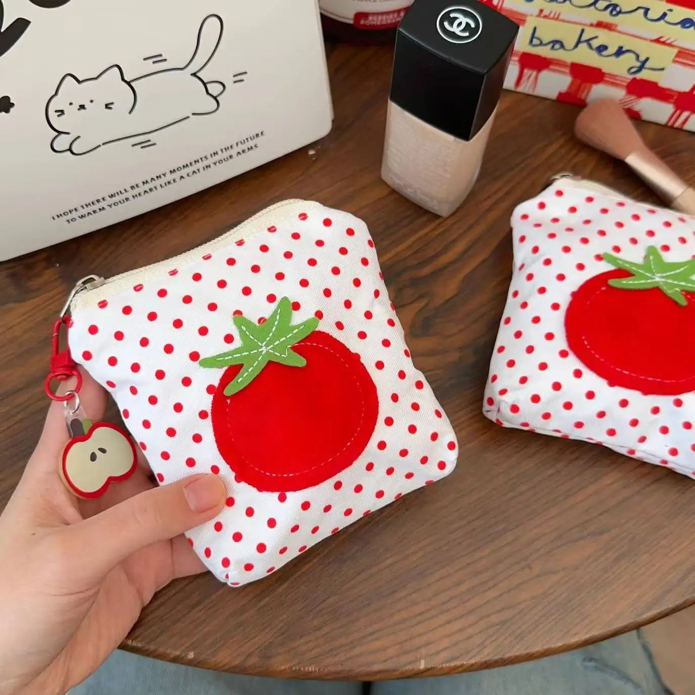 

Mini Storage Bag Polka Dot Lipstick Case Passport Holder Premium Headphone Pouch For Christmas Vacations Travel