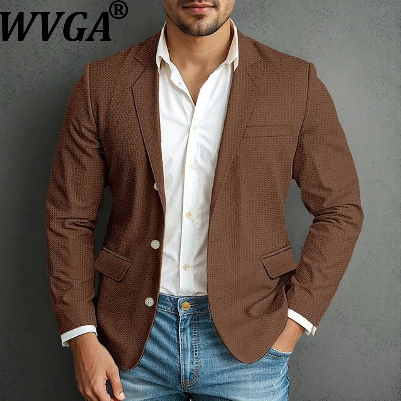 

WVGA весна осень новый мужской костюм с отложным воротником куртки нишевый шикарный повседневный однотонный блейзер Trebdy с длинными рукавами Ins W15262