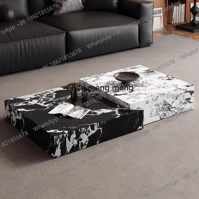 Кофейный столик из каменной плиты в стиле лайт-люкс, эстетичный, уникальный, в итальянском стиле, современный приставной столик для гостиной, низкий столик, мебель для дома