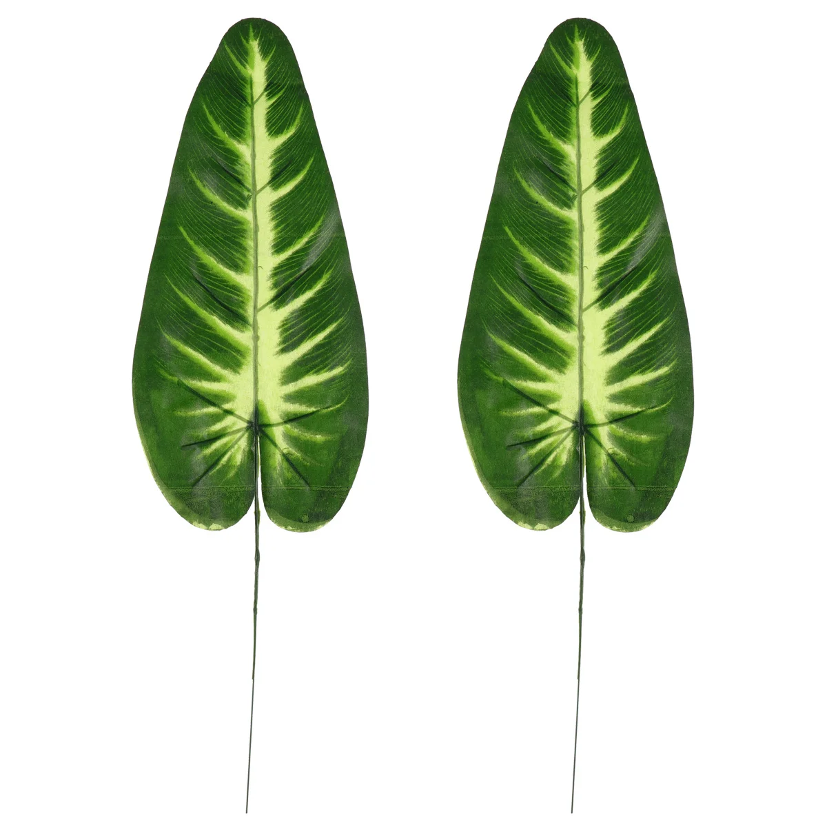 

2Pcs Faux Leaves Artificial Greenery Decor Flexible Plastic Leaf Stems for Home Party Photography Props Fake Leaves