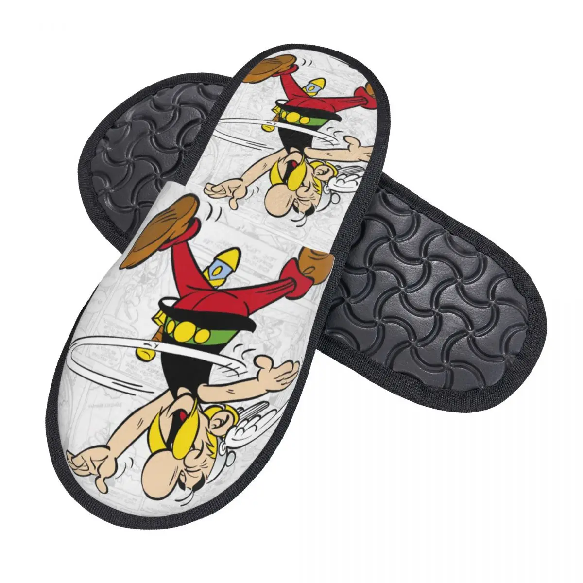 Custom Asterix And Obelix Guest Slippers for Bedroom Women French Comic Cartoon House Slipper