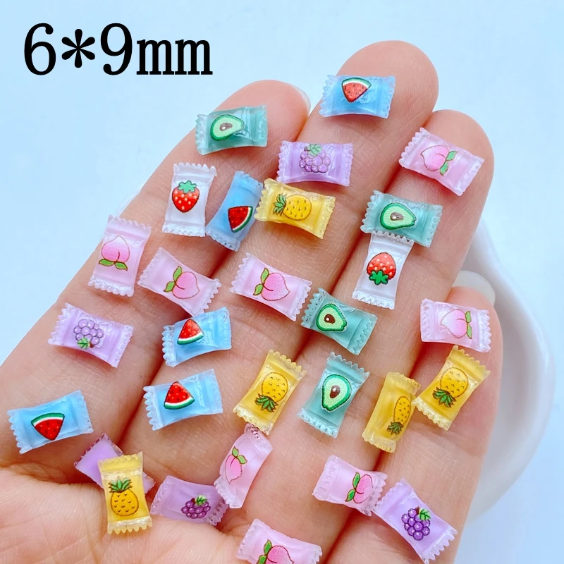 50pcs Resin 3D Shiny Colorful Fruit Candy Flat back Rhinestone Scrapbook DIY Wedding Applique Decor Jewelry Accessories Crafts