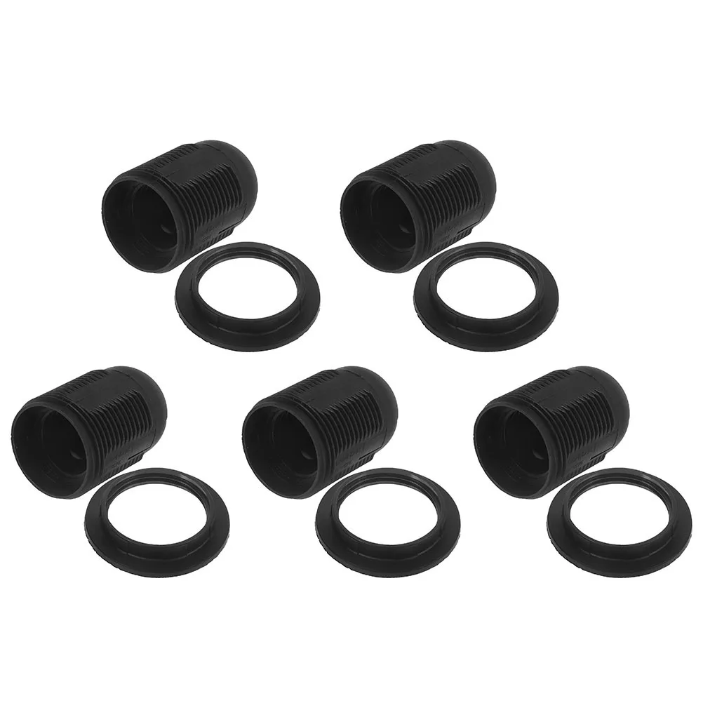 

5Pcs E26 Flame Retardant Lamp Holder Black Threaded Screw Socket Replacement DIY Lamp Holder for Pendant Table Light Bulb