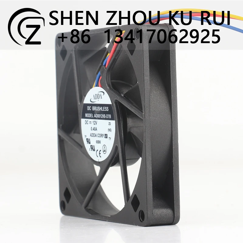 ADDA 4-wire temperature control 5V 24V 48V DC 12V 0.40A AC EC 8015 80X80X15MM 8CM double ball bearing AB0812VB-D7B cooling fan
