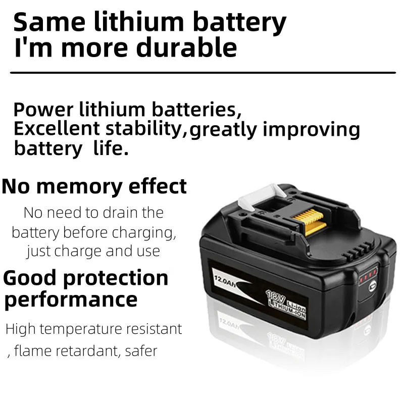 Battery 18v for makita BL1860 BL1850B BL1830 BL1850 BL1840 screwdriver battery & charger 18v Replacement Power Tool Batteries.