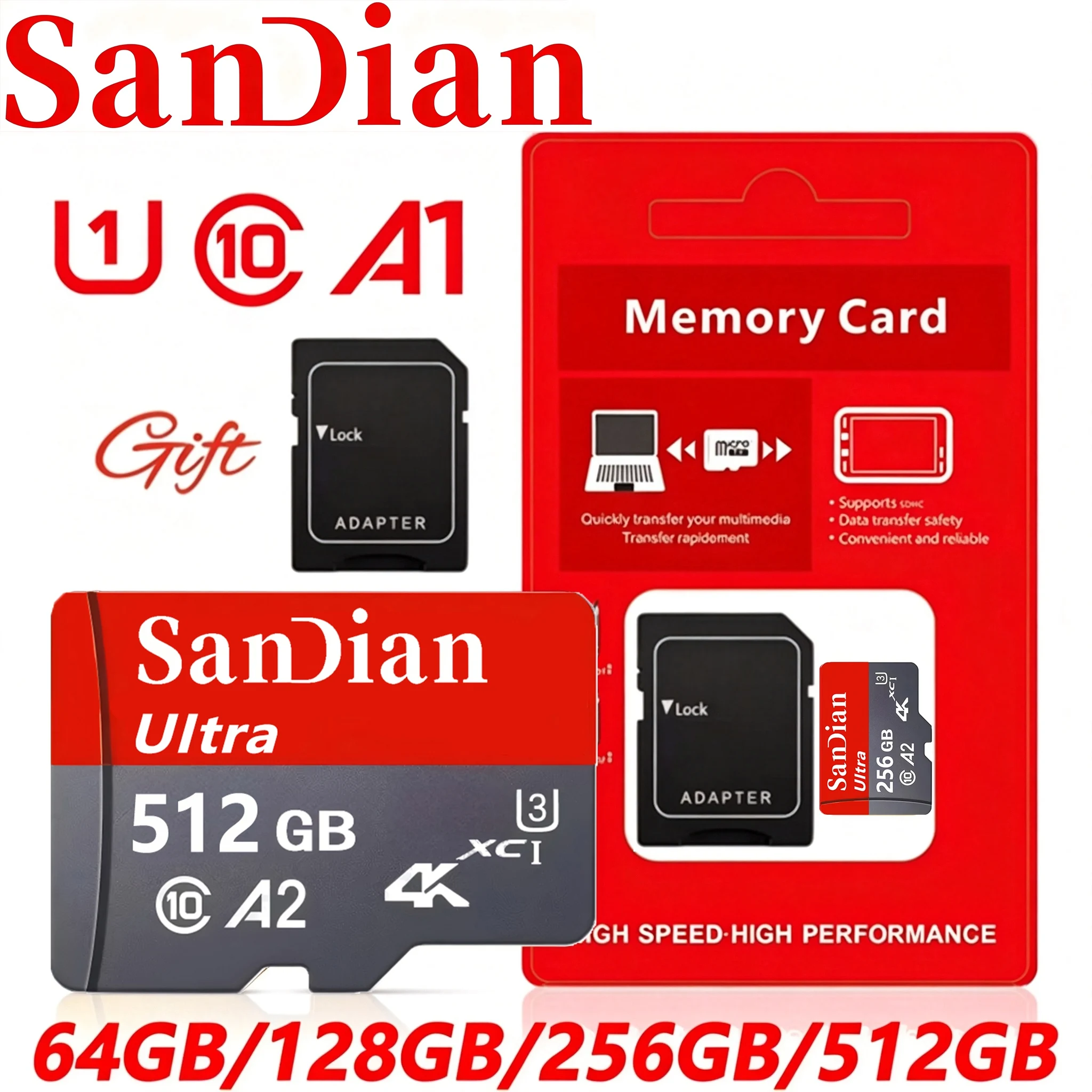 TF Cards 512GB 64GB 128GB 256GB SD Cards Micro TF SD Card Memory Card 8K for Body Camera/Phone/Tablet/Gaming Console/Dashcam