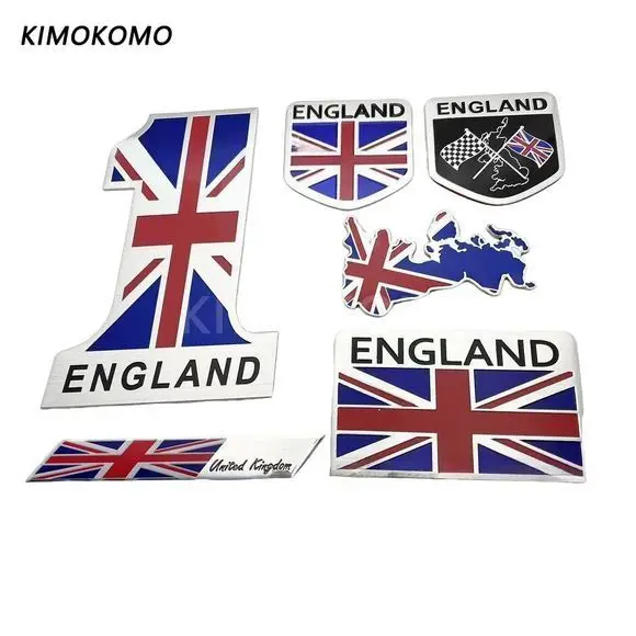 Car Motorcycle Badge Emblem Decal Sticker For Land Rover MINI 3D Aluminum ENGLAND United Kingdom UK National Flag Map Sticker