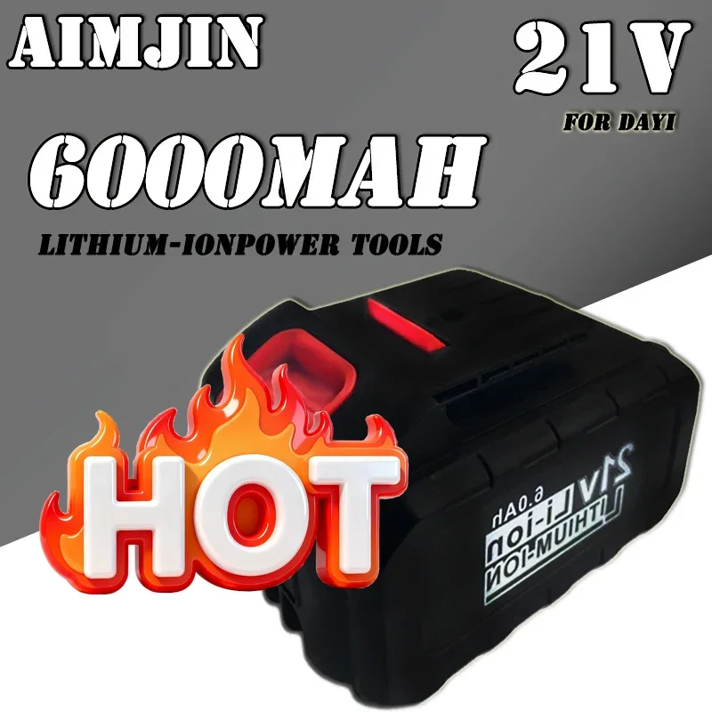 🎠Lithium-ion 21V 6000mAh Rechargeable Power Tool Battery Suitable For Dayi Cordless Electric Wrench Car Impact Wrench🛡️