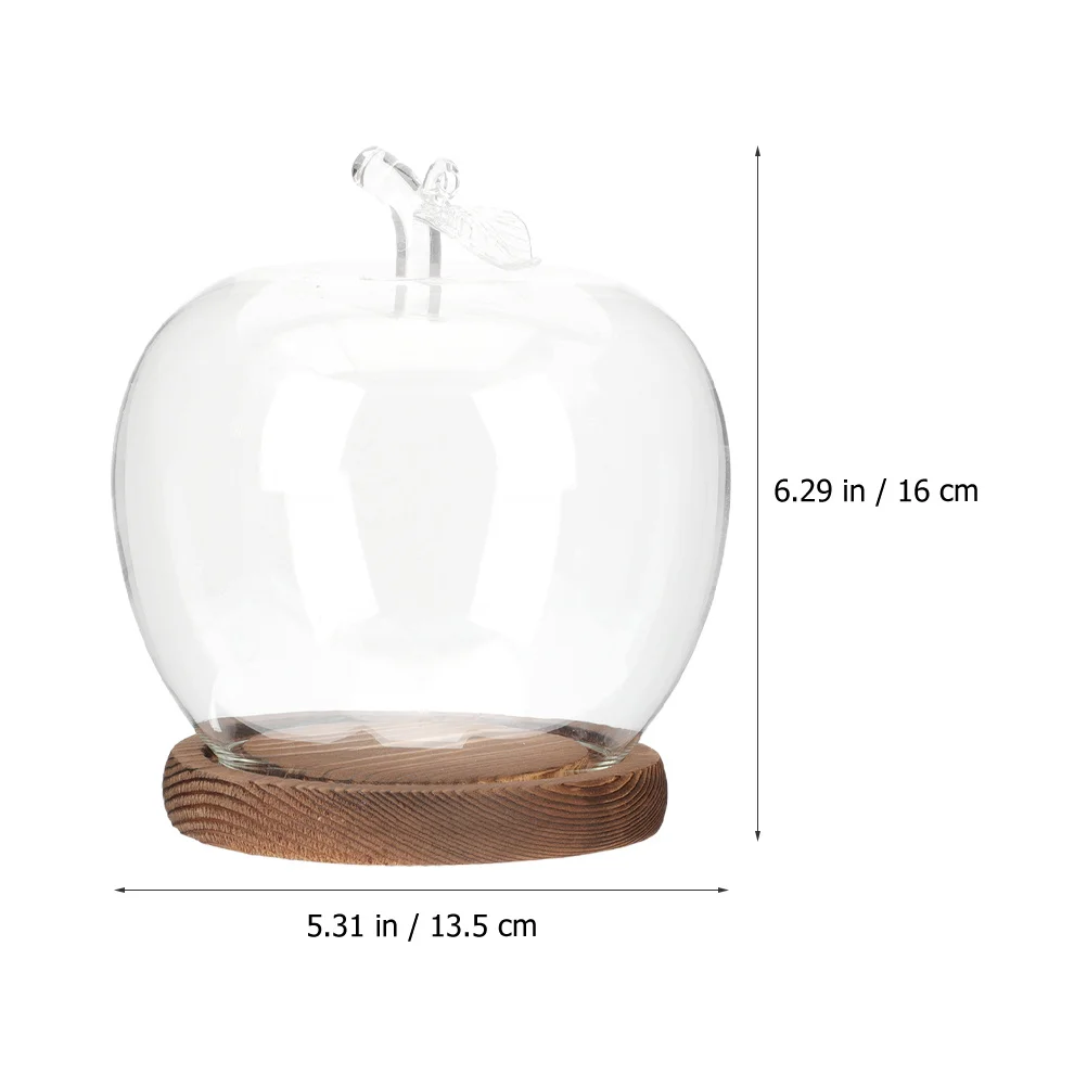 غطاء أبل بسيط على شكل زهرة محفوظة، جرة جرس زجاجية شفافة مع قاعدة زجاجية لتزيين الزجاج على شكل زهرة أبدية