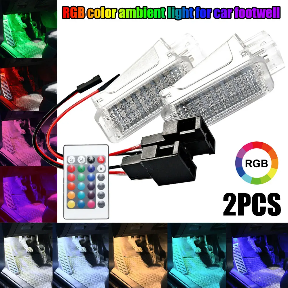 

2pcs suitable for Volkswagen Audi footwell ambient lighting Colorful RGB Courtesy Footwell Ambient Lighting A3 A4 A8 Q7