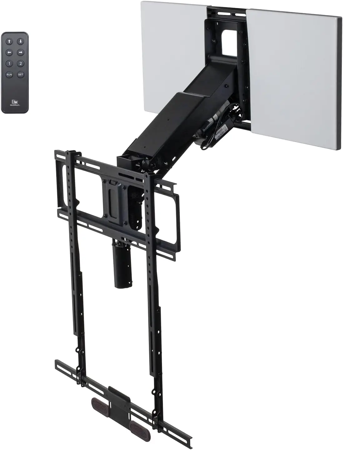 MantelMount MM815 Motorized Remote Control Pull Down TV Mount with Automated Swivel Above Fireplace Mount for TVs