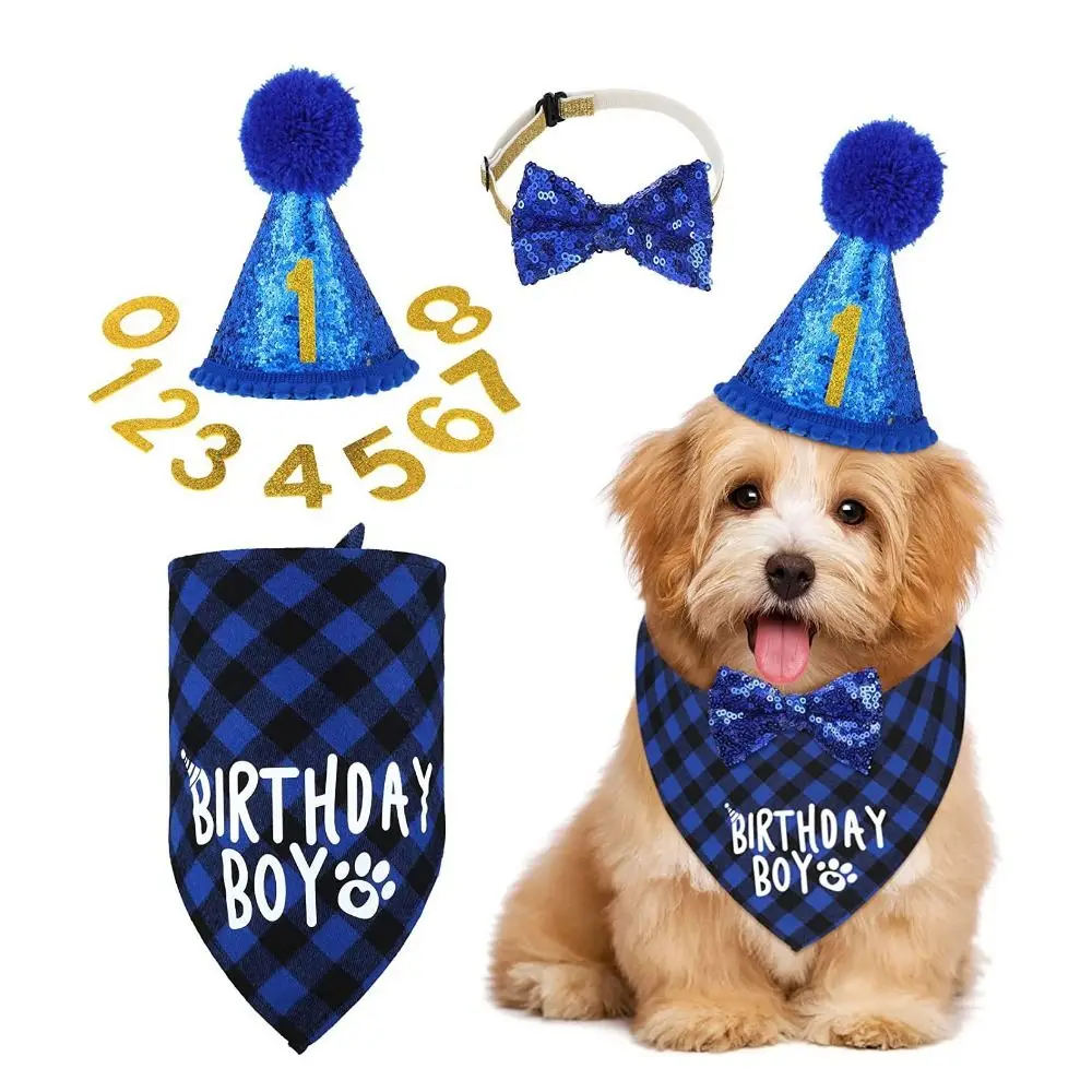 

Pet Party Decoration Set Dog Birthday Triangle Scarf Hat Bow Tie Dog Birthday Decoration SuppliesDog Supplies для собак Cat