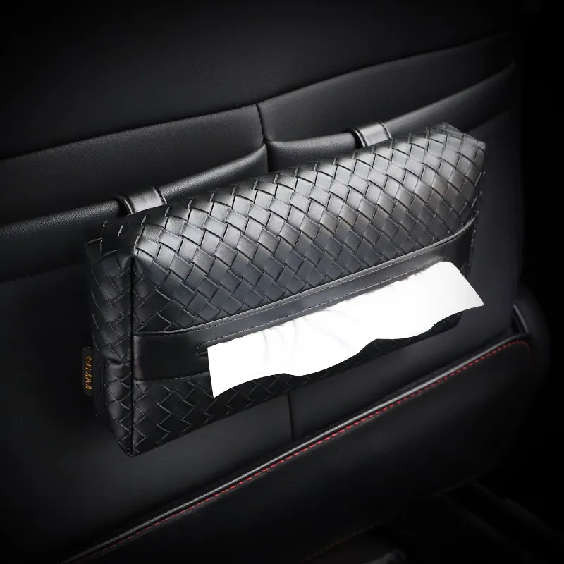 Car visor tissue box woven pattern Car multi-functional pumping box hanging  storage paper box