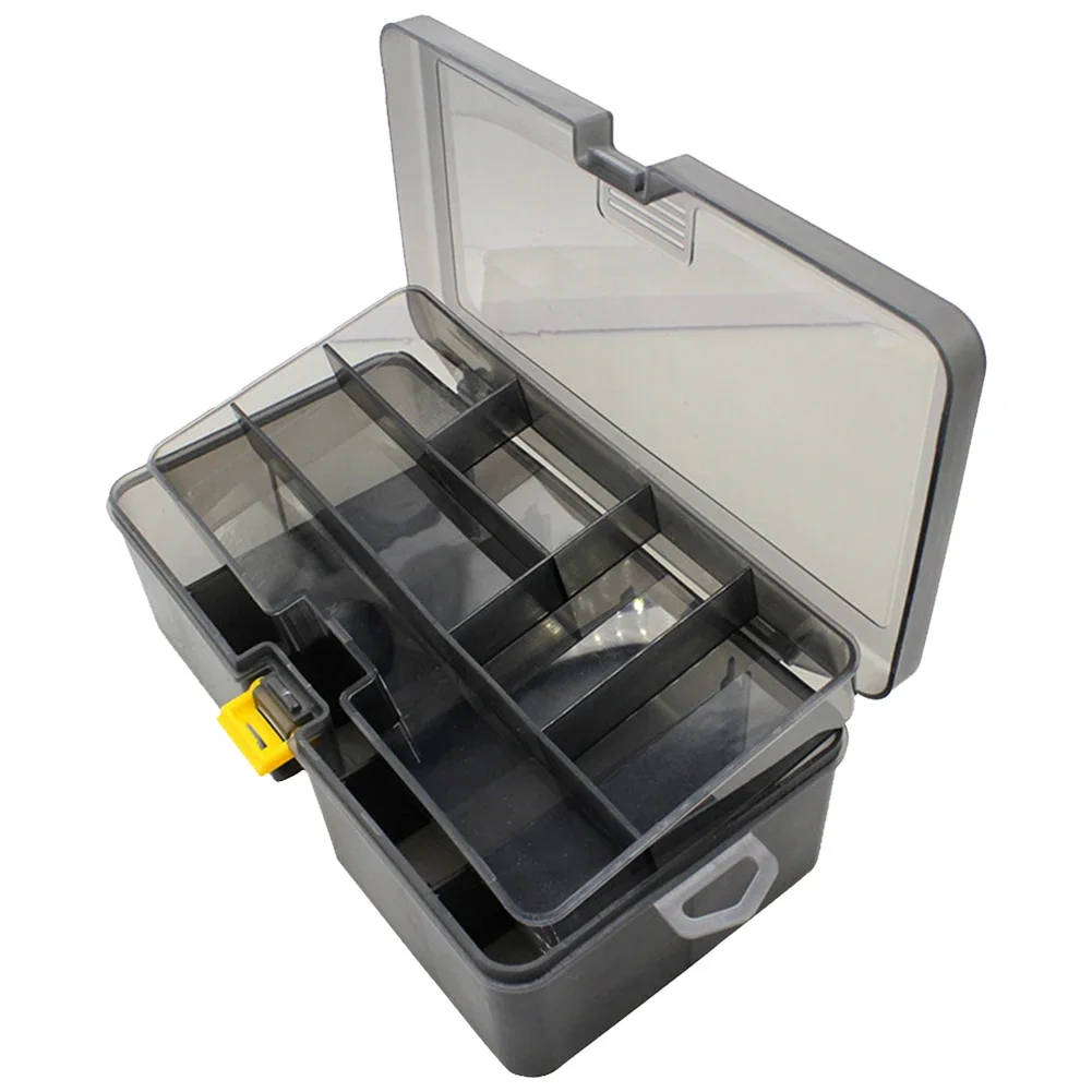 Double Layer Fishing Box Waterproof Plastic Fishing Lure Box with Adjustable Dividers Lure Hook Minnow Bait Storage Case