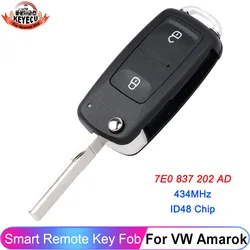 KEYECU 2 Buttons 7E0837202AD For Volkswagen Amarok 2010 2011 Transporter 2012 2013 2014 2015 2016 Remote Key 434MHz ID48 Chip