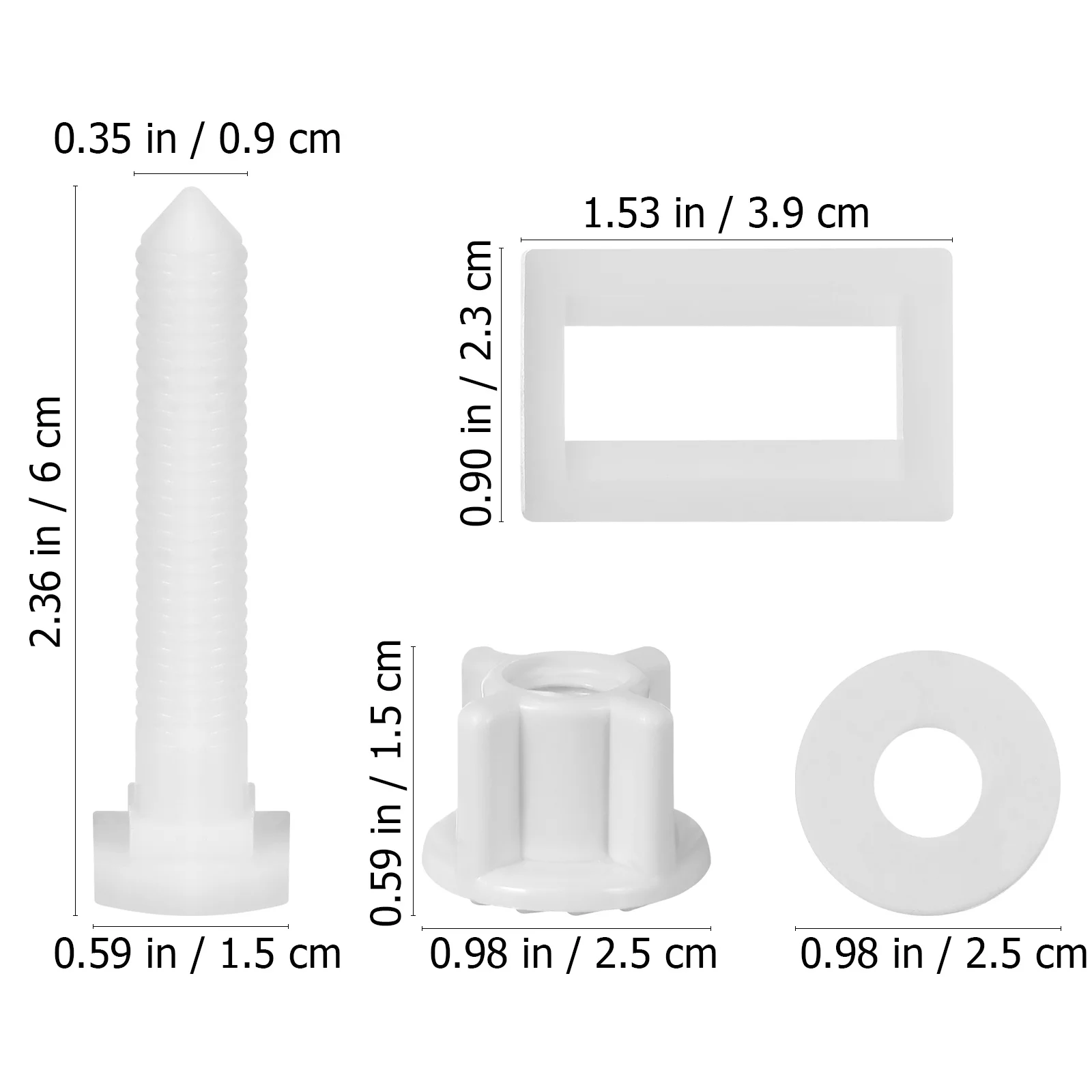 2 مجموعات المرحاض السلطانية مسامير 39x24 مللي متر مربع المكسرات البلاستيكية غسالات مجموعة لتثبيت مقعد الأجهزة المتينة مسامير بلاستيكية