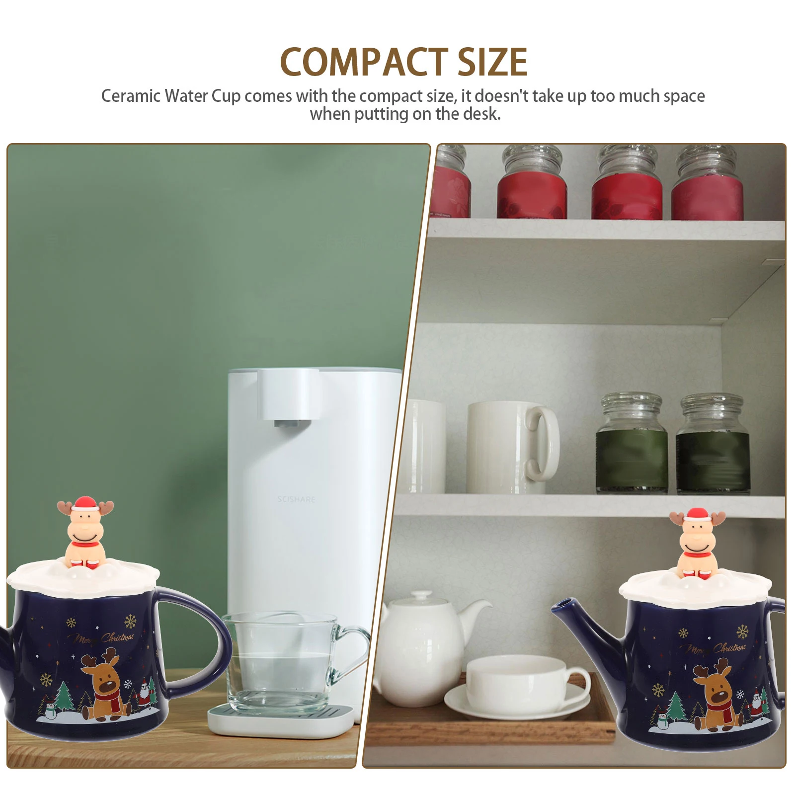 

1 комплект, рождественский керамический чайник, чайник в стиле ретро, портативный керамический набор чайной посуды, рождественская чайная посуда, портативный чайник