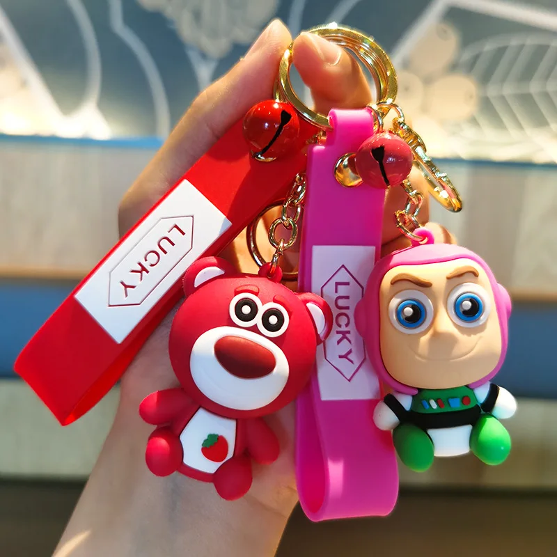 Disney Cartoon Toy Story Buzz Lightyear Woody Keychains Michael Sullivan Cars Action Figure Keyrings Bag Hanging Pendant