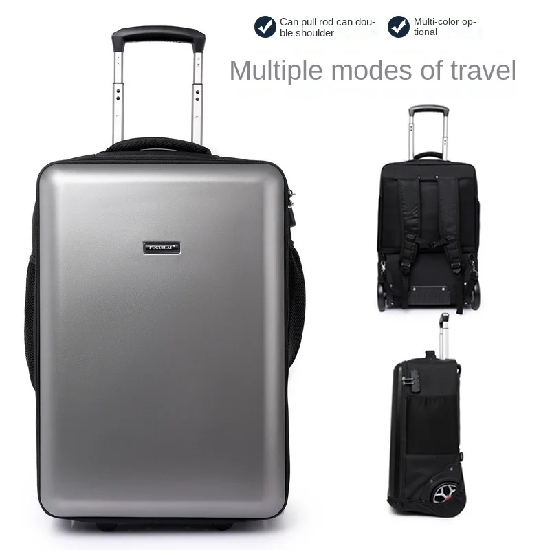 

22 Inch Large Capacity Hard Shell Business Backpack Trolley Bag Travel Suitcase Rolling Luggage Multi-function Boarding Bag