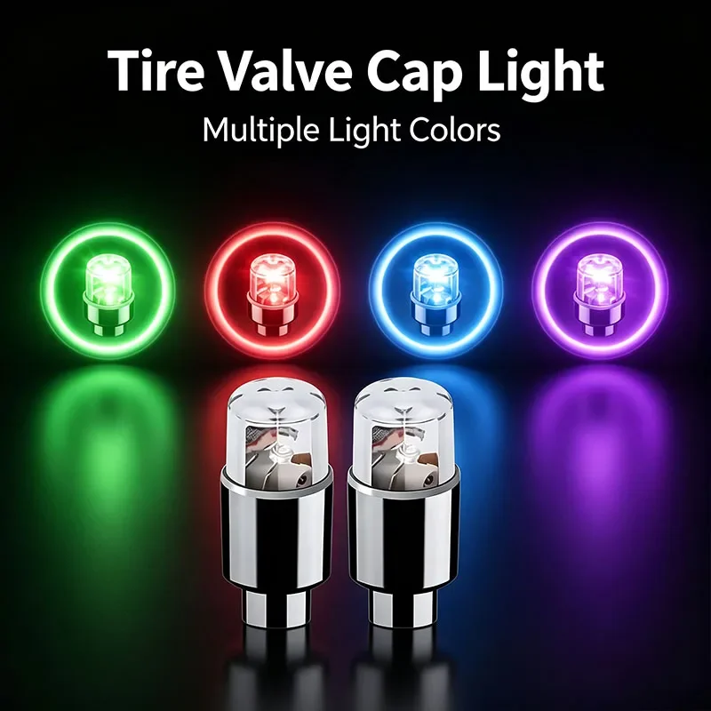2/10Pcs Universal Dustproof Bicycle Valve Cover Colorful LED Wheel Valve Lights Motorcycle Car Wheel Tire Valve Caps